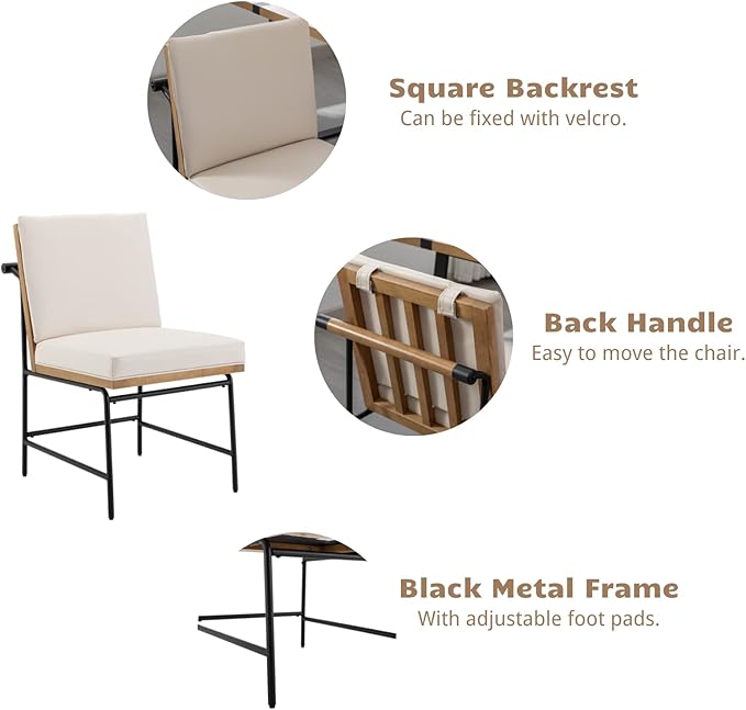 HEAH-YO Modern Dining Chairs Set of 4, PU Leather Upholstered Dining Chairs with Backrests, Armless Dining Room Chairs for Kitchen, Beige