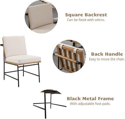 HEAH-YO Modern Dining Chairs Set of 4, PU Leather Upholstered Dining Chairs with Backrests, Armless Dining Room Chairs for Kitchen, Beige