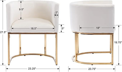 Velvet Dining Chairs Set of 8 Modern Barrel Arm Chairs with Golden Frame, Upholstered Kitchen Chairs 18.5" Wide Accent Chairs for Living Room Dining Room Restaurant, Beige