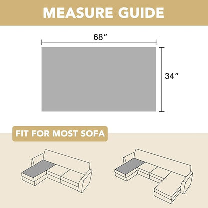 H.VERSAILTEX Chenille Couch Cover for Dogs Washable Soft Fuzzy Chaise Cover Sectional Couch Covers for L Shaped Sofa Both Left/Right Thick Pet Couch Cover Protector Non-Slip(Khaki, 34" x 68")