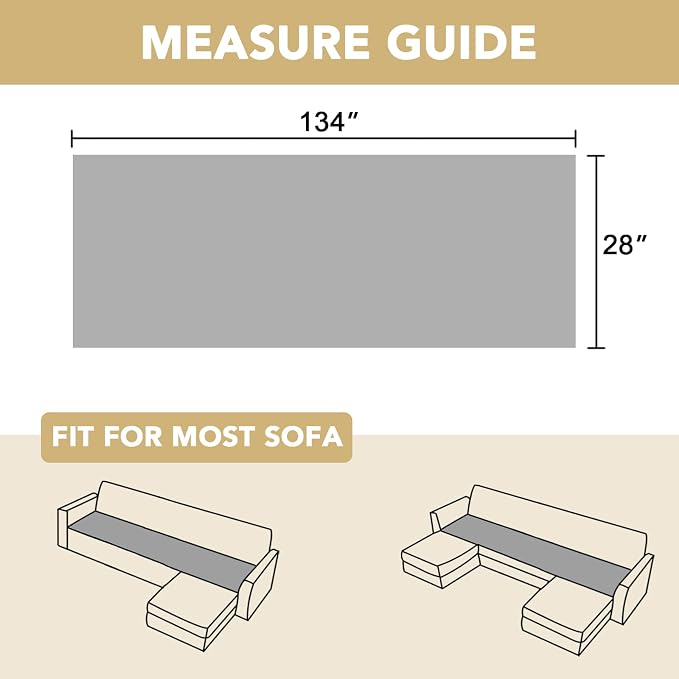 H.VERSAILTEX Chenille Couch Cover for Dogs Washable Soft Fuzzy Extra Large Sofa Slipcovers Sectional Sofa Cover Thick Pet Couch Cover Protector Non-Slip Dog Bed Cover(Light Grey, 28" x 134")