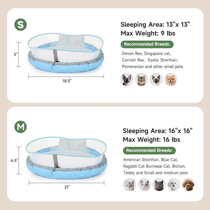 Cat Beds for Indoor Cats, Round Dog Bed for Small Dogs, Puppy, Kitten -Soft Plush Washable Cat Bed Calming with Protective Shield (Blue，21 Inches)