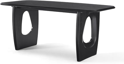Morden Fort Modern Dining Table for 4-6 People,68'' Rectangle Dining Table, Kitchen Table with Pedestal Base, Dinner Table for Dining Room, Kitchen, Living Room (Black)