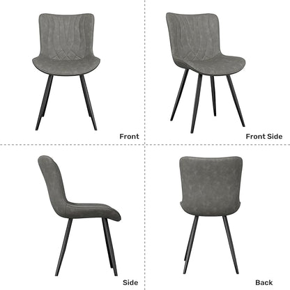 Dining Chair Set of 6 PU Leather Dining Room Chairs Upholstered Comfy Dining Chairs,Modern Kitchen Armless Side Chair with Sturdy Metal Legs,Grey