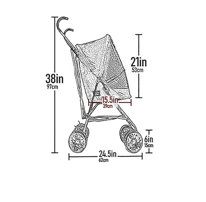 Pet Gear Travel Lite Plus Stroller, Compact, Easy Fold, No Assembly Required, Large Wheels for Cats and Dogs up to 15 pounds, New Rose Pink