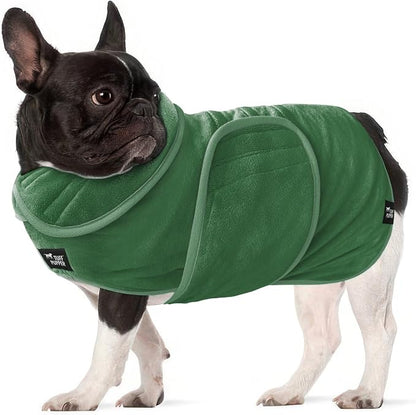 Tuff Pupper Fast Drying Dog Bath Robe | 800 GSM Plush Dog Towel Bathrobe/Dressing Gown | Super Absorbent Pet/Puppy Bathrobe | Adjustable Hood & Belly Strap | Super Soft | Fast Drying (S, Green)