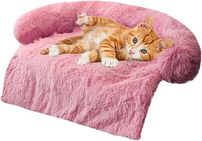 Tinaco Luxurious Calming Dogs/Cats Bed Mats, Dog Pad Washable Removable Couch Cover, Plush Long Fur Mat for Pets, Waterproof Lining, Perfect for Small, Medium and Large Dogs and Cats (Pink, 31"x23")