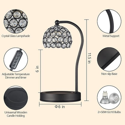 Dimmable Electric Candle Warmer Lamp with Timer Home Decor Wax Melts Warmer for Jar Scented Candles with 2 Bulbs Birthday Gifts for Women Mom Wife
