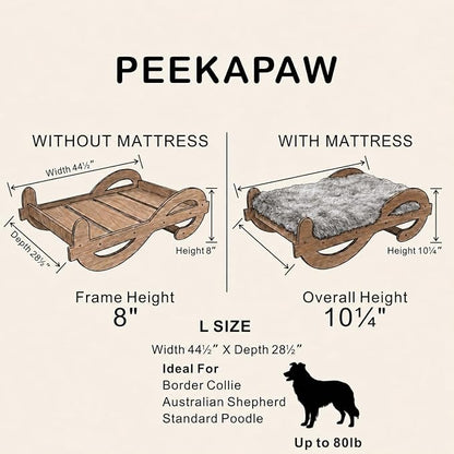 Wood Elevated Raised Dog Bed Frame Mat Set,80lb | Trainer Recommended Australian design Sturdy Attractive Dog Furniture Sofa Couch
