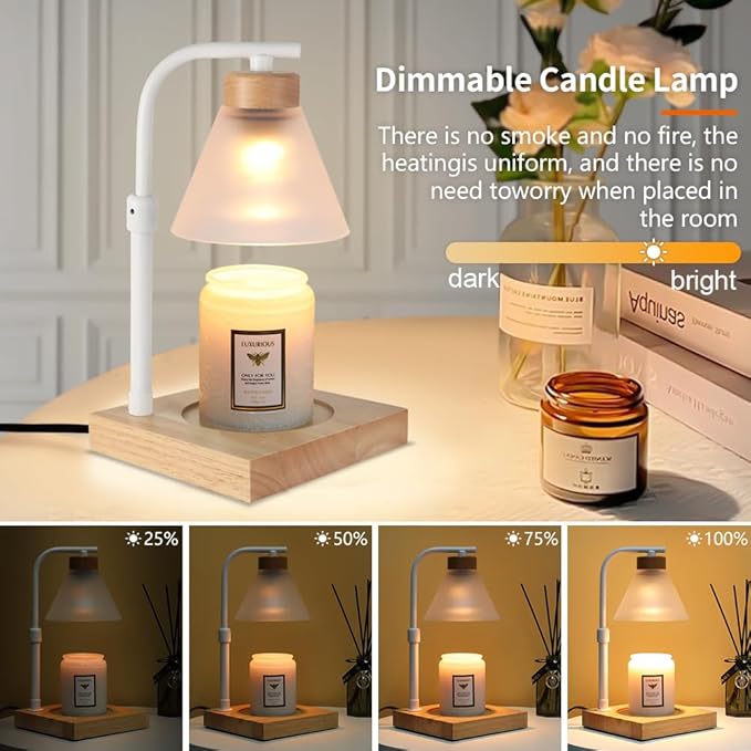 Dimmable Candle Warmer Lamp Electric Light for Candle Melter Scented Candles Top-Down Melting, Scented Wax Warmer for Home Offices Decor, Birthdays Gifts for Women Mom Grandma(White)