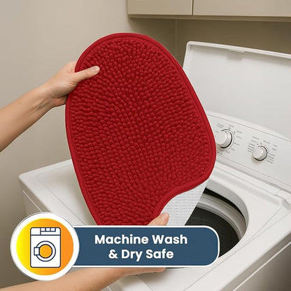 Muddy Mat® Shown on TV – Super Absorbent Microfiber Dog Door Mat for Muddy Paws, Non-Slip Washable Pet Rug, Quick Dry Chenille Entryway Carpet, Machine Washable Indoor Outdoor Mat, Red Oval 3ft x 5ft