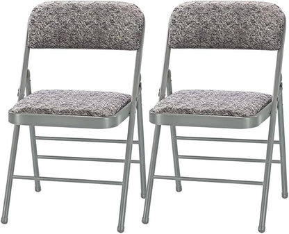 Amazing for less Pack of 2 (Fabric/Vinyl) Steel Frame Metal Foam Padded Folding Chairs (Black, Gray, White) (2-Pack - Fabric Gray)