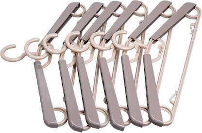 6-Pack Heavy Duty Plastic Extra-Wide Arm 15"-23" Suits Clothes Hangers with Swivel Hooks,Perfect for Coat,Jacket,Dress,Shirt,Trousers or Closet Space Saving,Grey&Tan