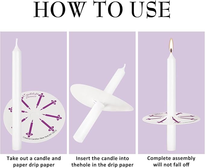 200 pcs Church Candles with Drip Protectors for Devotional Candlelight Vigil Service, Unscented White 5" H X 1/2" D, No Smoke, Shabbat, Praye