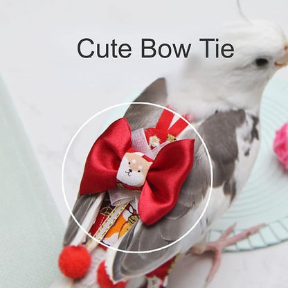 Bird Flight Suits Diapers, Parrot Flight Suits Diapers for Monk Parakeets, Cockatiels Flight Suits, Parrot Clothes, Bird Training Nappy Suit Liners Clothes (S, Red-D)