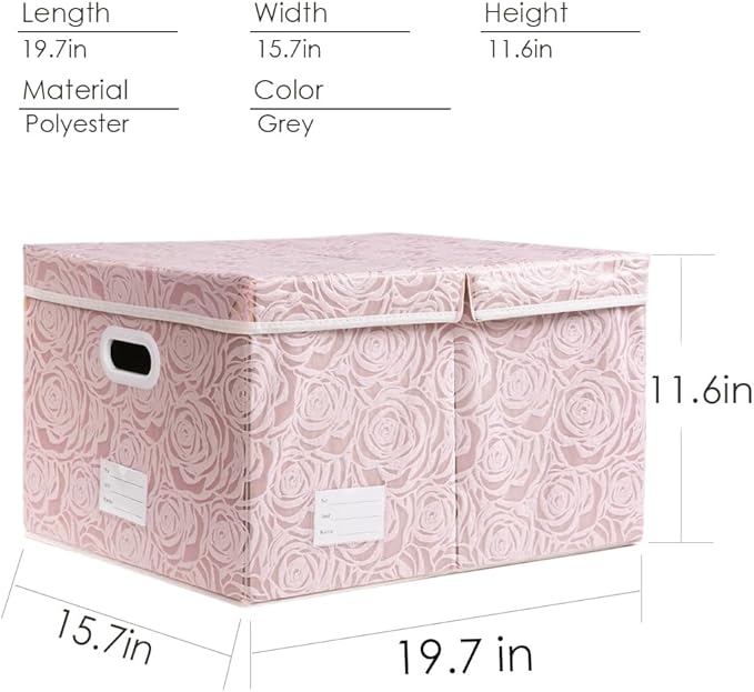 PRANDOM Extra Large Collapsible Storage Boxes with Lids Fabric Decorative Storage Bins Cubes Organizer Baskets with Cover Handles Divider for Bedroom Closet Living Room 19.7x15.7x11.6 Inch 3 Pack