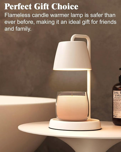 Candle Warmer Lamp with Timer and Dimmer - Electric Candle Lamp Warmer for Jar Candles - Ideal Home Decor Gift for Women, Daughter, and Mom - Includes 2 Bulbs (White)