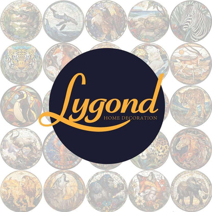 Lygond Metal Sign Tin Sign Circular Stained Glass Bobcat Funny Gardening Gift for Pet 12×12 Inches