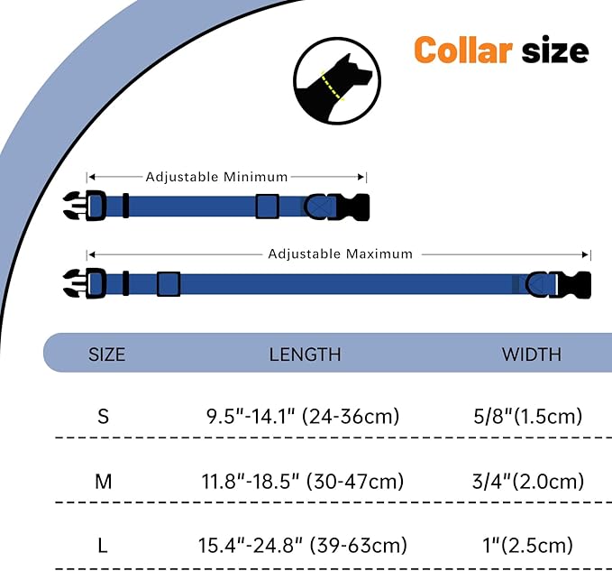 Waterproof Dog Collar, Easy to Clean Rubber Dog Collars with Quick Release Buckle Fits Small Medium or Large Dogs (Blue, M < 11.8-18.5 inch)