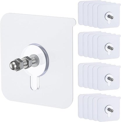 Uniclife 20 Pcs Self Adhesive Picture Hooks, 26.5 lbs Load Heavy Duty Picture Hangers Without Nails, 16 mm Adhesive Wall Hooks for Hanging, Transparent Waterproof Sticky Hook for Bathroom Kitchen