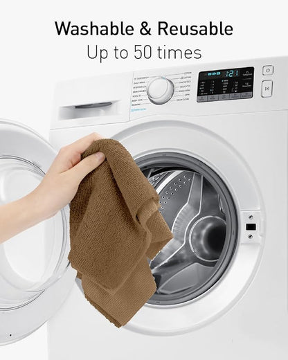 Fantasticlean Microfiber Cleaning Cloth Roll -40 Pack, Tear Away Microfiber Towels, 12" x 12", Reusable, Washable, Scratch Free, Ultra Absorbent for All-Around Cleaning Supplies (TAN)