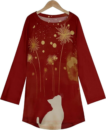 MARSVOVO Women Novelty Graphic Plus Size Sweater Crewneck Long Sleeve Cute Printed Loose Fit Casual Fall Sweaters Top