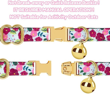 Personalized Cat Collar with Name Plate,Adjustable Tough Nylon Cat ID Collars with Bell,Customize Engraved Pet Name and Phone Number (Xmas Style)