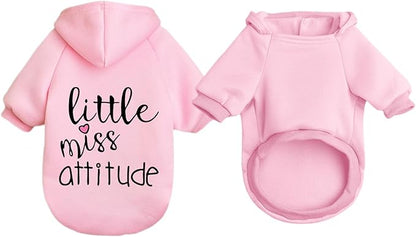 Cat Hoodies for Cats Puppy Pet Clothes Cat Apparel Little Miss Attitude Print Dog Hoodie for Small Medium Dogs Outfits for Kittens(Pink,2XL)