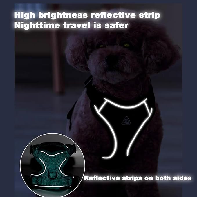 SOLMOONY Small Dog Harness,Soft Mesh Puppy Harness and Leash Set,No Escape Cat Harnesses for Training Walking,Reflective Adjustable Puppy Vest for Small Medium Dogs, Cats (Brown, M)