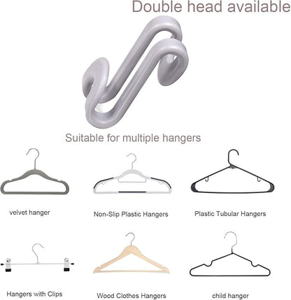 Mlici Clothes Hanger Connector for Clothes Organizing, 60 Pack Space Saving Hanger Extender Hooks for Home Closet Organizer, Grey