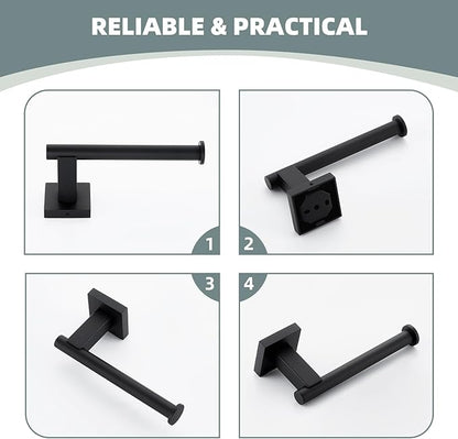 Suyar Matte Black Toilet Paper Holder Wall Mount, SUS 304 Stainless Steel Toilet Roll TP Holder for Bathroom