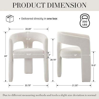 Modern Chenille Barrel Dining Chair Upholstered Fabric Dining Room Chair with Arm Comfy Accent Side Chair for Kitchen/Living Room/Reception, Beige, 1 PC