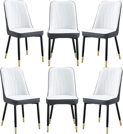 Dining Chairs Set of 6，Modern Dining Chairs, Equipped with PU Leather Backrest Cushions and Black Metal Legs, Suitable for Restaurants, Kitchens, and Bedrooms Dining Room Chairs