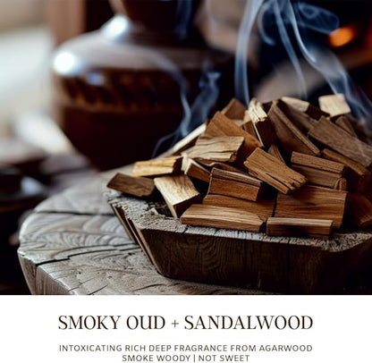 SENSE ISLAND Santal Oud Scented Candles for Men&Women | 100% Natural Soy Candle 7oz, up to 50 Hrs Burn Time Highly Scented Premium Woody Scented Candle
