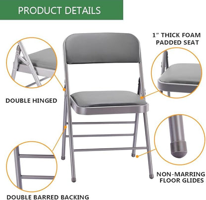 Amazing for less Pack of 2 (Fabric/Vinyl) Steel Frame Metal Foam Padded Folding Chairs (Black, Gray, White) (2-Pack - Fabric Gray)