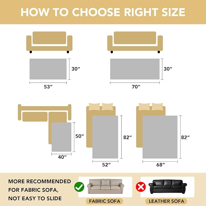 H.VERSAILTEX Non Slip Pet Couch Cover Chenille Dog Bed Protector Thick Soft Sofa Slipcover Pet Friendly Washable Couch Cushion Covers for Pets (68" x 82", Caramel)