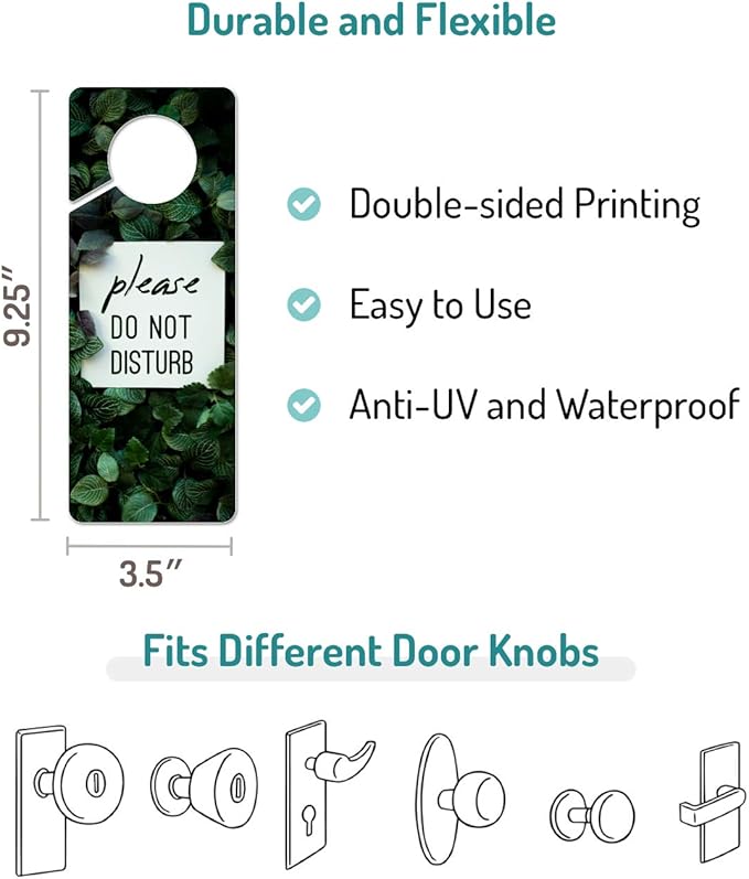 Do Not Disturb Door Hanger Sign, 2 Pack (Printed on Both Sides), 9.3″x3.5″ PVC Plastic, Please Do Not Disturb Sign for Home, Office, Hotel, Bathroom, Bedroom, Counseling, Therapists, Clinic, Botanical