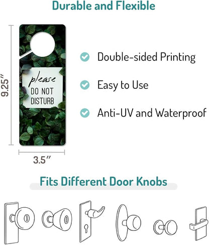 Do Not Disturb Door Hanger Sign, 2 Pack (Printed on Both Sides), 9.3″x3.5″ PVC Plastic, Please Do Not Disturb Sign for Home, Office, Hotel, Bathroom, Bedroom, Counseling, Therapists, Clinic, Botanical