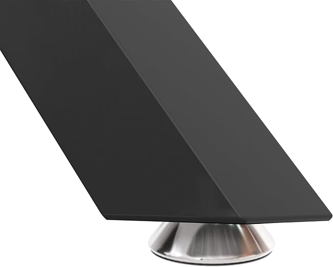 47" Tempered Glass Dining Table for 4, Modern Kitchen Table Rectangle Top, Geometric Metal Leg, for Apartment Dining Room Restaurant (All Black)