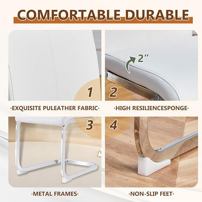 63'' Glass Dining Table Set for 4, Kitchen Table Chairs Set of 4, Clear Glass Dining Table with Black unique design Leg and Silver Metal Base, 4 PU Dining Chairs with Metal Legs, Living Room, Kitchen.
