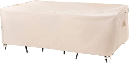 F&J Outdoors Patio Furniture Covers, Waterproof Anti-UV for Table and Chairs Set, Beige, 102"x74"