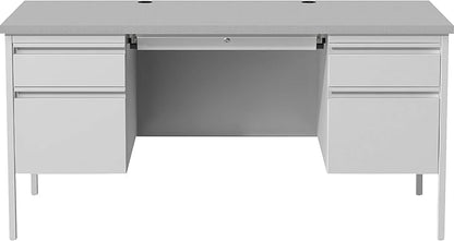 Lorell, LLR60935, Grey Double Pedestal Steel/Laminate Desk, 1 Each