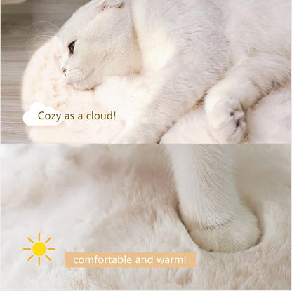 SHENGOCASE 2-Pack 12" x 22" Faux Rabbit Fur Pet Bed Mats, Non-Shedding and Non-Deforrable