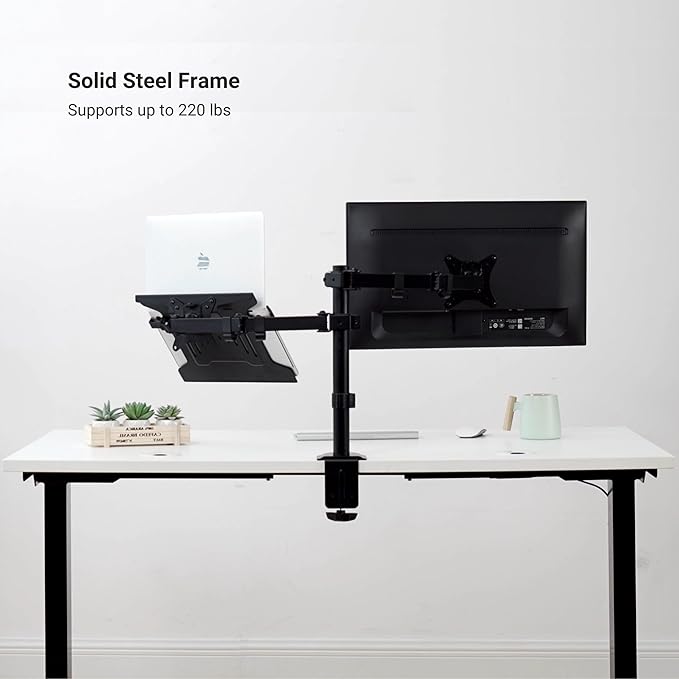 Progressive Desk Stand Up Electric Standing Desk, Compact Home Office Table, White Frame and Warm White MDF Tabletop Prime Ryzer 42" x 24"
