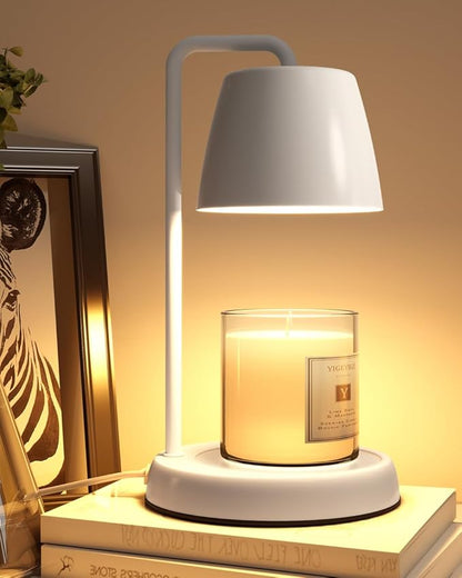 Candle Warmer Lamp with Timer and Dimmer - Electric Candle Lamp Warmer for Jar Candles - Ideal Home Decor Gift for Women, Daughter, and Mom - Includes 2 Bulbs (White)