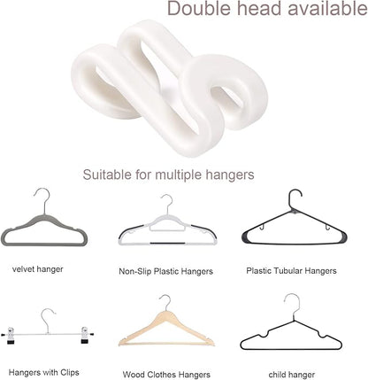 Mlici Cascading Hanger Connector, 60 Pcs Plastic Connector Hooks for Velvet Hanger or Clothes Hangers, Space Saving Hangers Hooks Closet Organizer - White