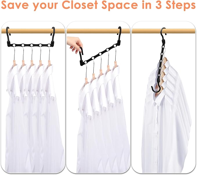 Closet Organizers and Storage, Magic Space Saving Hangers, College Dorm Room Essentials for Girls, Sturdy Cascading Hanger with 5 Holes for Heavy Clothes, Bedroom Home Organization Essentials, 12 Pack