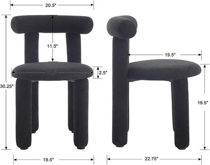 DUOMAY Modern Black Boucle Dining Chairs Set of 6, Sherpa Upholstered Kitchen Chairs Armless Barrel Back Dining Chair, Living Dining Room Chairs, Reception