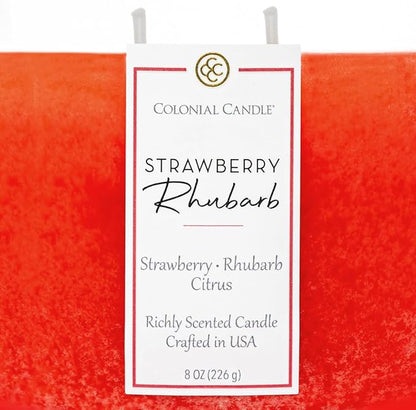 Colonial Candle Strawberry Rhubarb Scented Candle Jar, Highly Fragranced Candles for Home Scented, Mottled Wax Candle, 2 Wick, 8 oz - Made in The USA