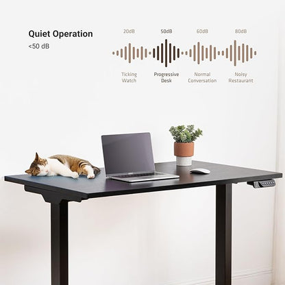 Progressive Desk Stand Up Electric Standing Desk, Compact Home Office Table, Black Frame and Gray Oak MDF Tabletop Prime Ryzer 42" x 24"